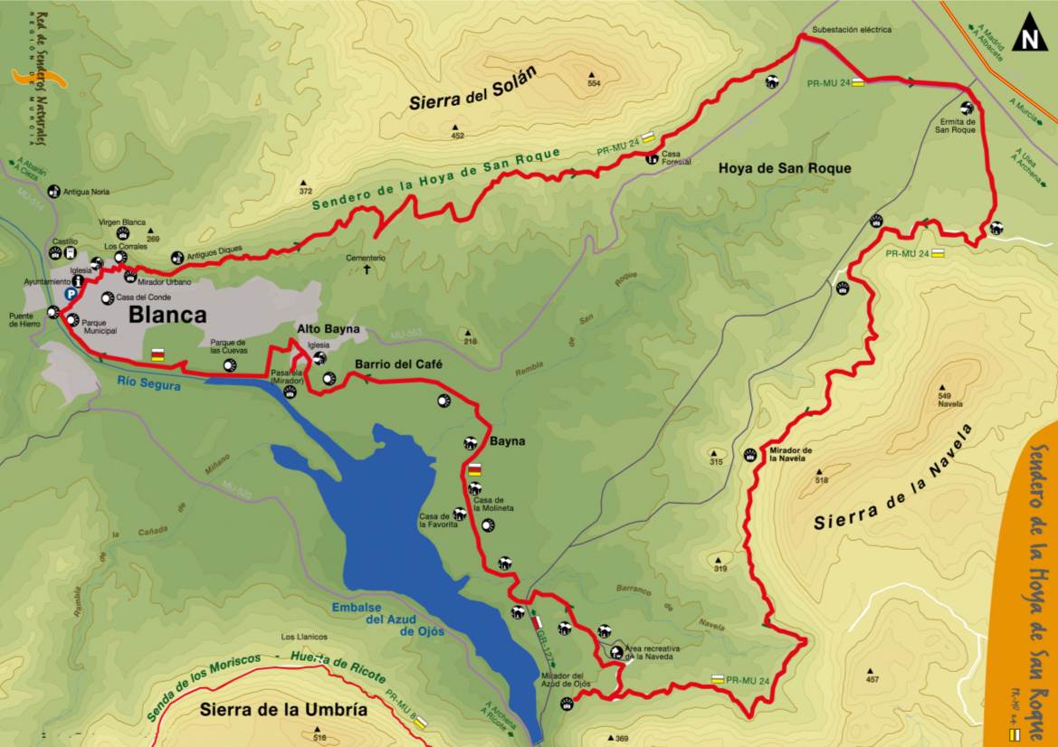 mapa-Sendero Sendero de la hoya de San roque de Blanca - PR-MU 24