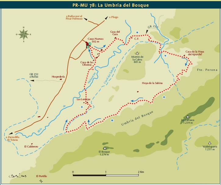 mapa-Sendero La Umbría del Bosque PR-MU-78