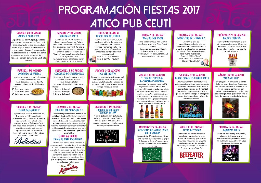 Programación Atico Pub en Fiestas de Ceutí 2017