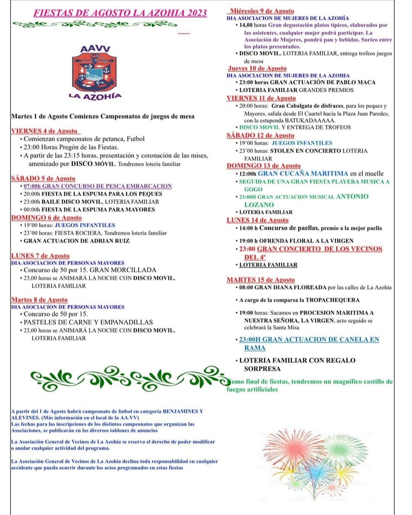 Programación Fiestas La Azohía 2023 - La Guía W - La Guía Definitiva ...