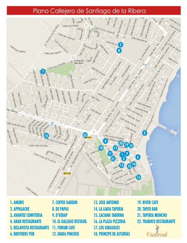 La Ribera Map V Ruta Carnavalera de la Tapa y El Cóctel 2018 en Santiago de la Ribera ...